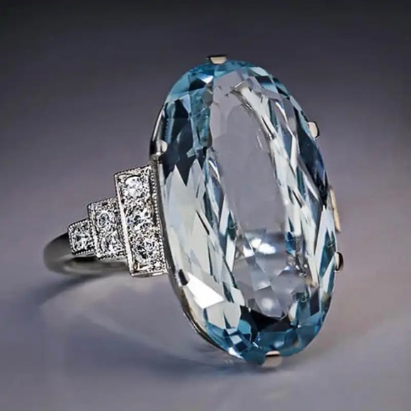 COPY - Blue Aquamarine large statement ring - Picture 1 of 4